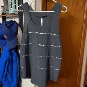 Kensie Charcoal Tank Top with Silver Accents
